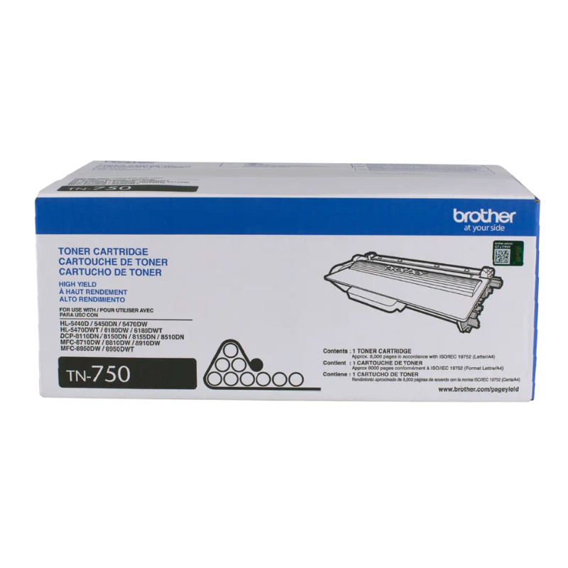 TN-750 Toner Brother TN-750 Negro 8,000 Páginas - Imagen 1