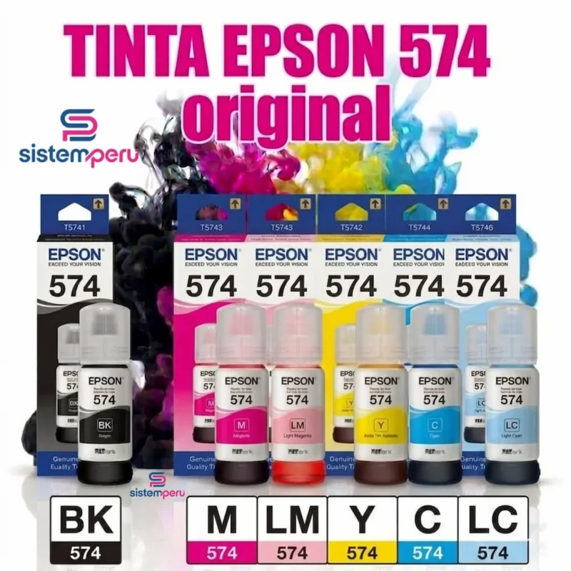 Kit De Tinta Epson T574 L8050, L18050 70ml. Pack De 6 Colores