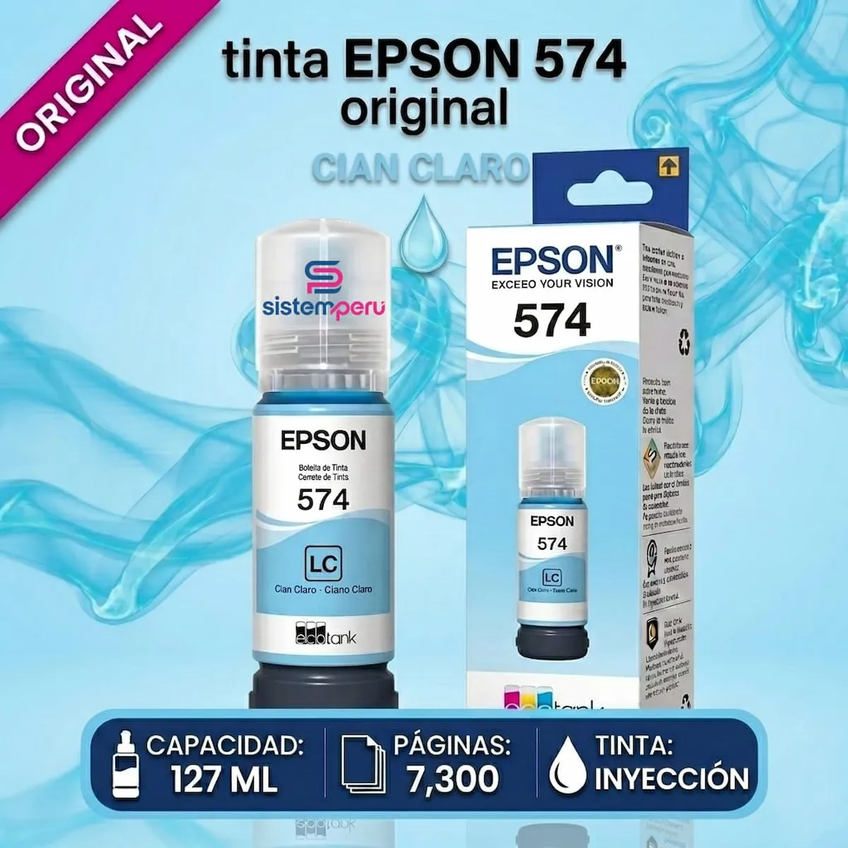 TINTA EPSON T574 CYAN CLARO TINTA EPSON T574 CYAN CLARO