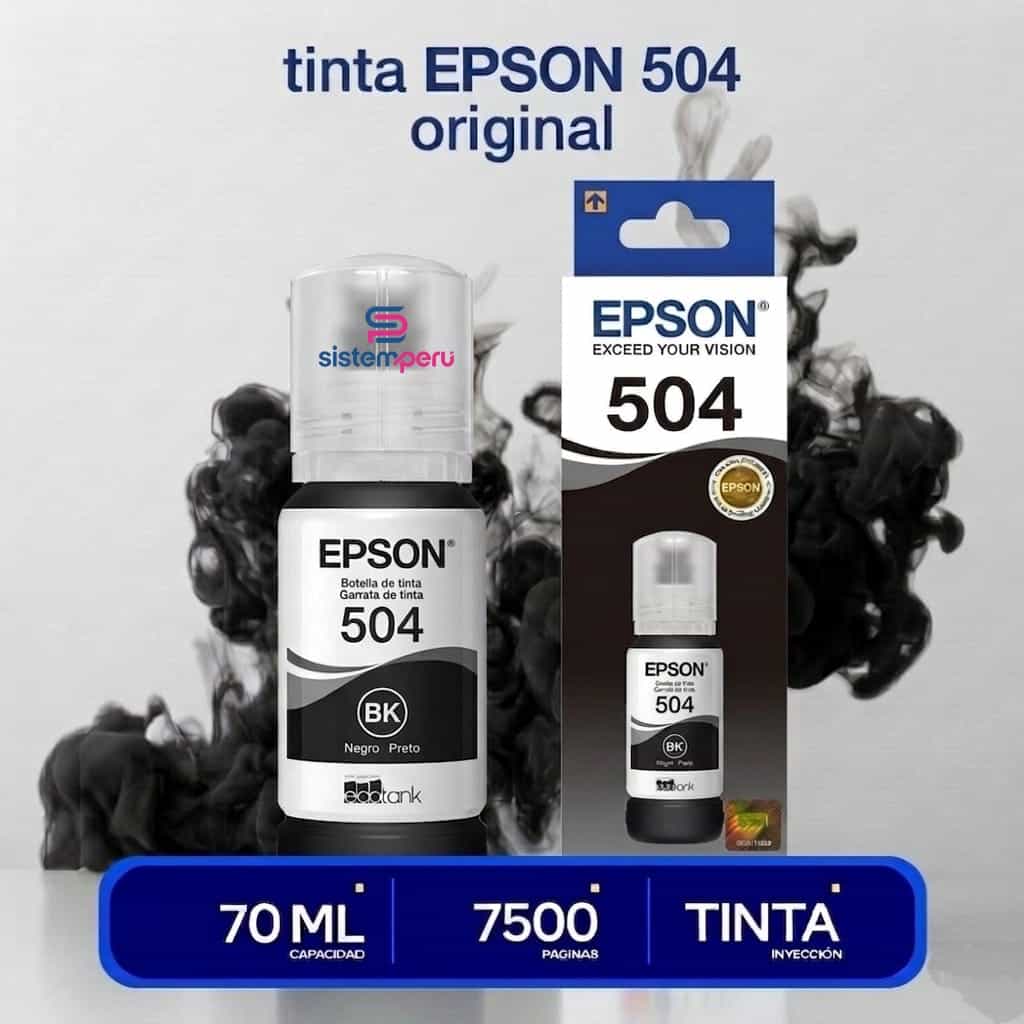Tinta Negra Epson T504 Original T504120 127ml EcoTank Tinta Negra Epson T504 Original T504120 127ml EcoTank